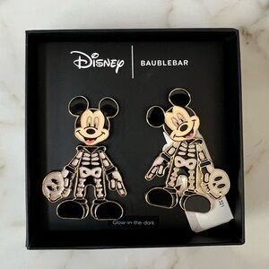 Disney BaubleBar Mickey Mouse Skeleton Glow in the Dark Halloween Earrings